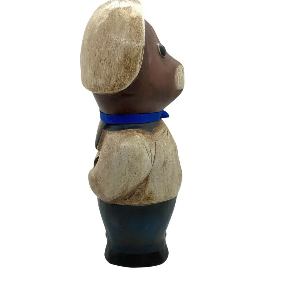 Sailor Bear Wooden Charming Little Fellow Primitive Carved Bear Figurine Retro